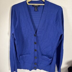 Lands End Outfitters Women's Royal Blue Cardigan Button Front Bundle Of 2 Med C2